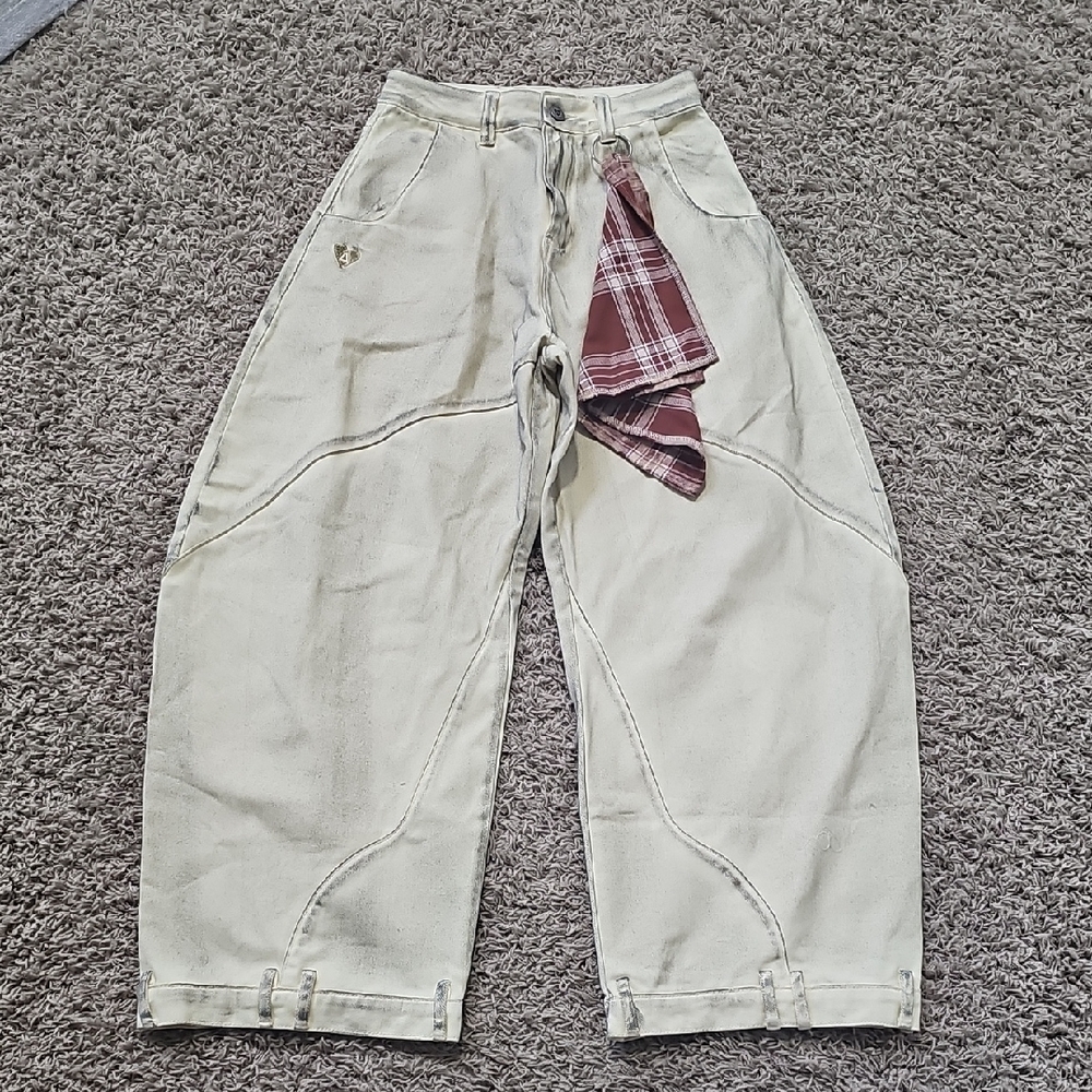 NWT Aelfric Eden Jeans Barrel Distressed 26 Wide Leg Streetwear Y2k Denim